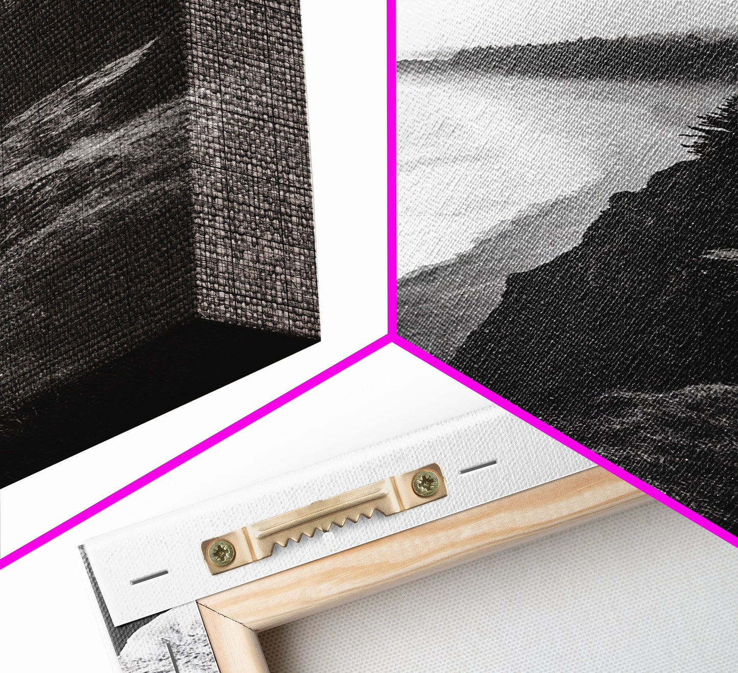 Misty Coastline, Pine Forest, Foggy Morning, Framed Canvas Print, Moody Nature Decor, Living Room Wall Art, Monochrome Style