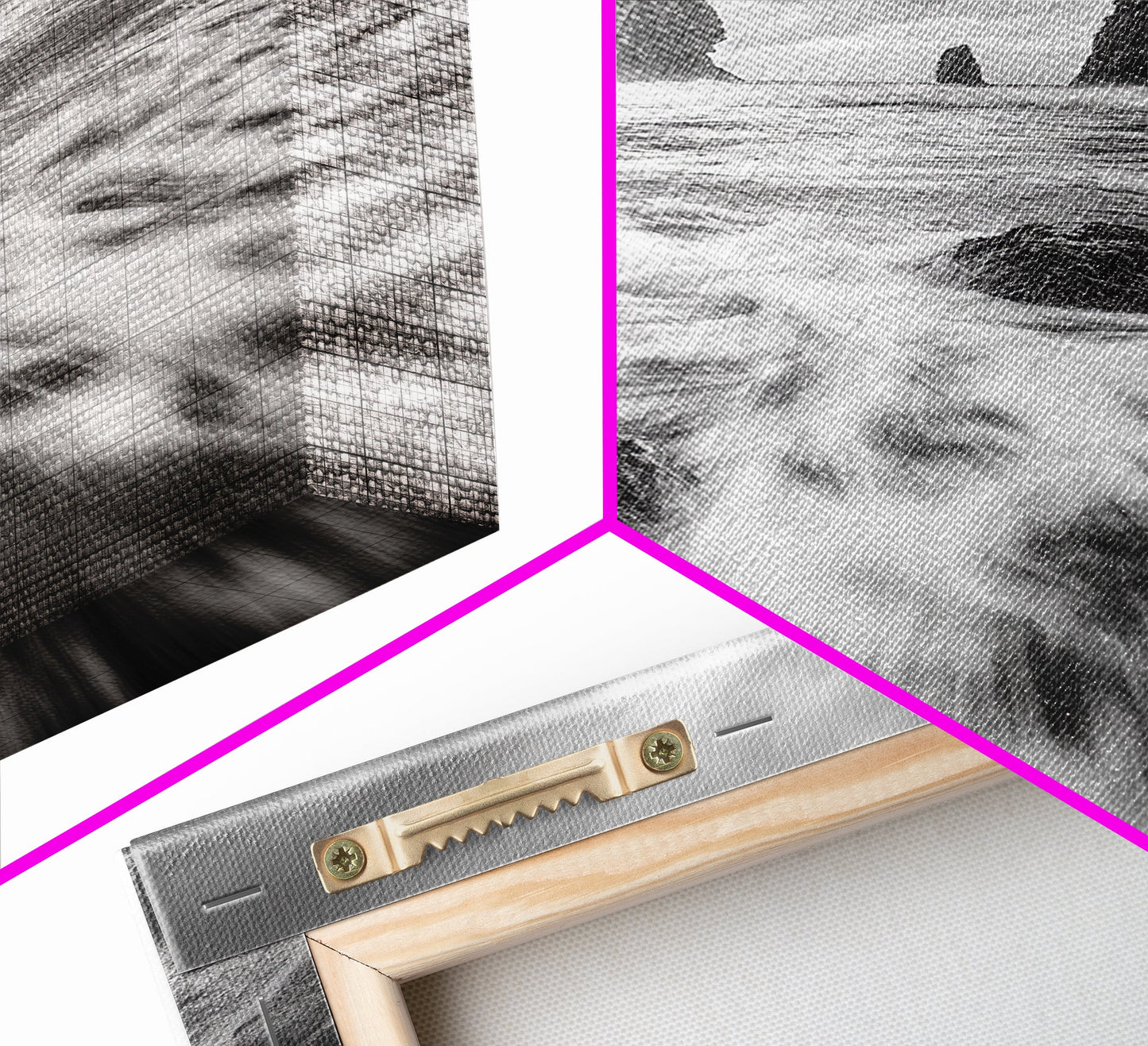 Sea Stacks Seascape, Ocean Art, Moody Coastline Print, Nature Photography, Framed Canvas Print, Living Room Wall Art, Black White Seaside