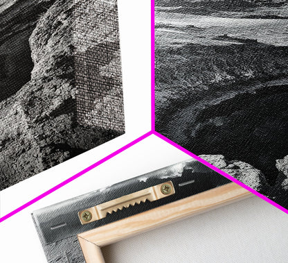 Desert Crater Scene, Surreal Landscape Art, Earth Tone Vibe, Minimalist Nature, Framed Canvas Print, Office Wall Decor, Modern Western Style