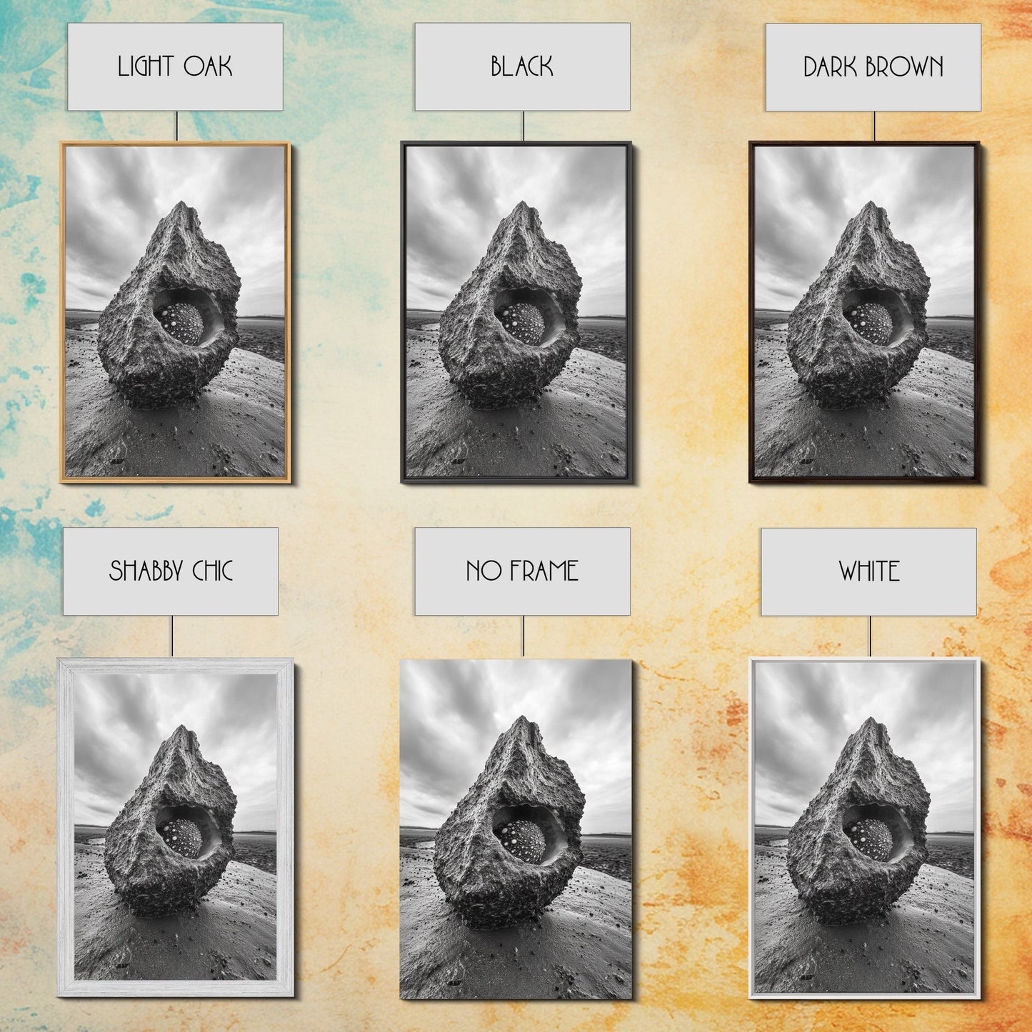 Sea Orb Rock, Coastal Texture, Ocean Shell Art, Framed Canvas Print, Beach House Wall Decor, Abstract Nature, Nautical Art Piece