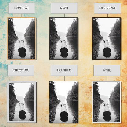 Driftwood Log, River Pass, Nature Silence, Misty Gorge, Framed Canvas Print, Office Wall Art, Modern Nature Decor, Moody Forest Style