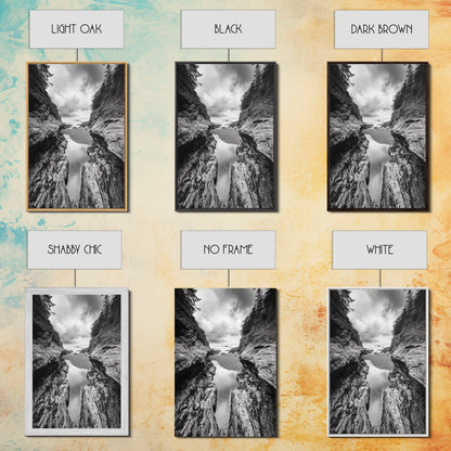 Ocean Ravine, Rugged Coastline, Pacific Wilderness, Stormy Seascape, Framed Canvas Print, Adventure Wall Art, Nature Home Decor