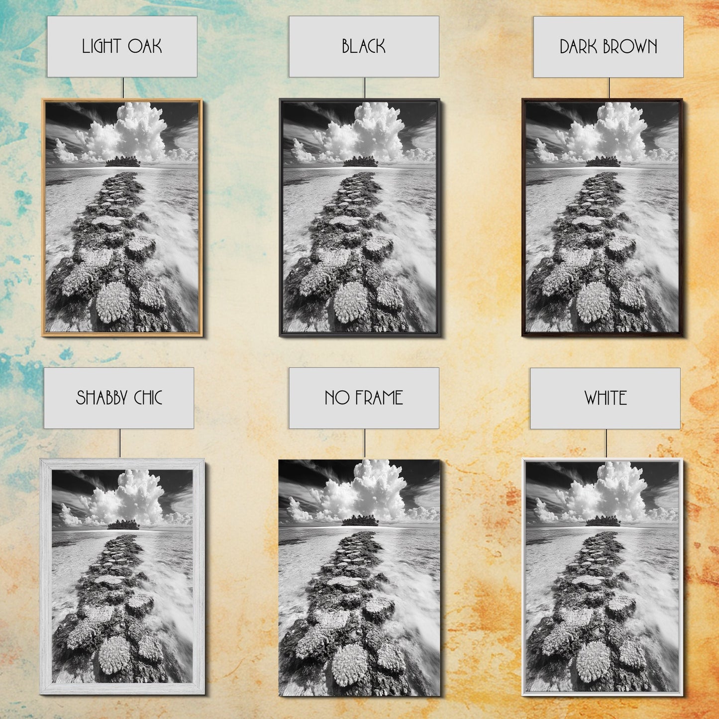 Island Cloud Escape, Ocean Path Scene, Tropical Seascape, Canvas Print, Coastal Beach House Art, Summer Island Vibes Wall Art