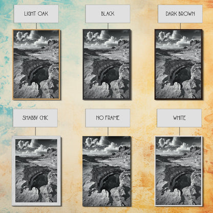 Desert Crater Scene, Surreal Landscape Art, Earth Tone Vibe, Minimalist Nature, Framed Canvas Print, Office Wall Decor, Modern Western Style