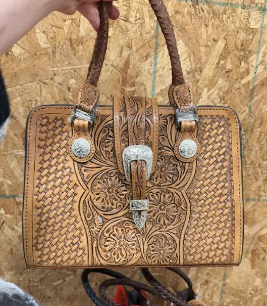 Genuine Leather Tote / Crossbody with buckle