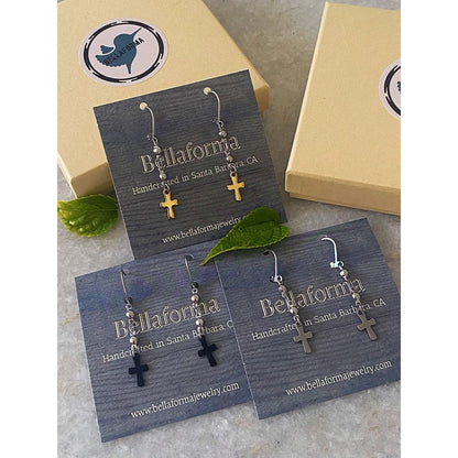 BEADED CROSS EARRINGS