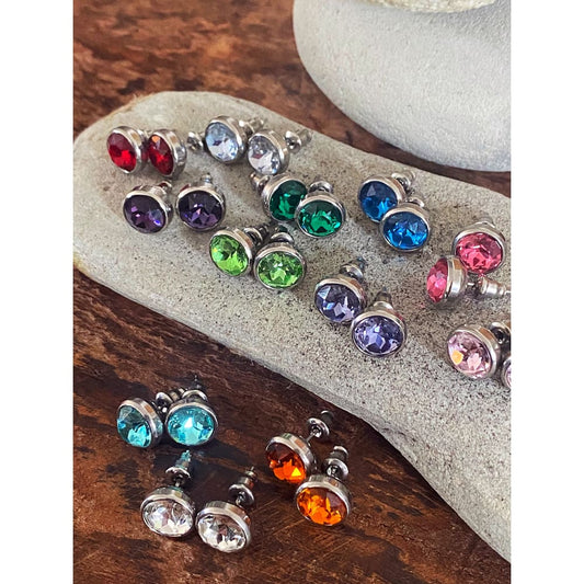 SILVER CRYSTAL STUDS