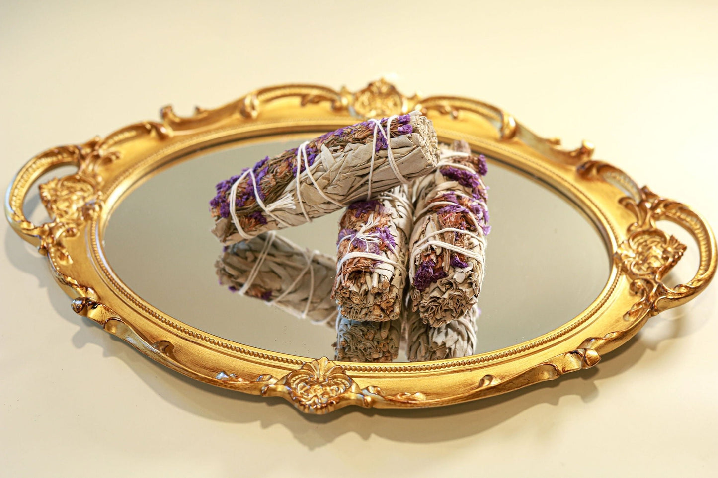 4" Sustainably Harvested - White Sage & Purple Sinuata Flower