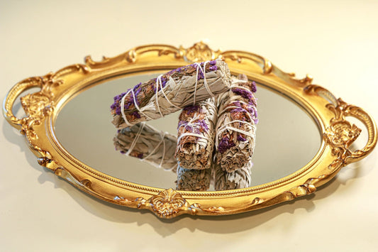 4" Sustainably Harvested - White Sage & Purple Sinuata Flower