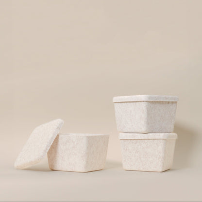 The Sculpted Bin - Petite with Lid | Set of 3