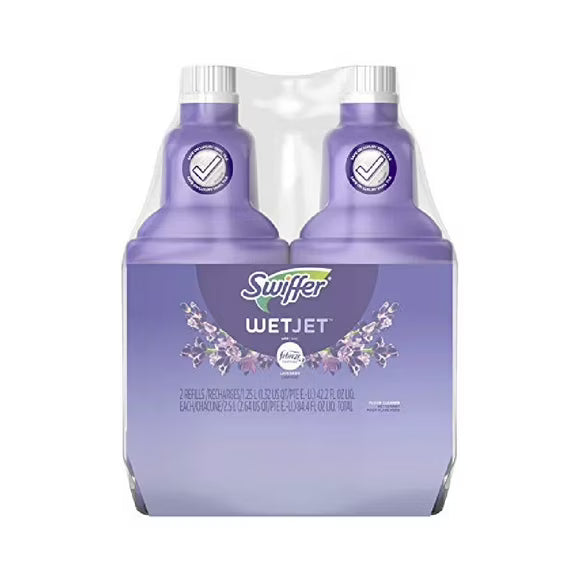 Swiffer WetJet Multi-Purpose Floor Cleaner Solution with Febreze Refill, Lavender Scent, 2 Pack of 42.2 fl oz Each