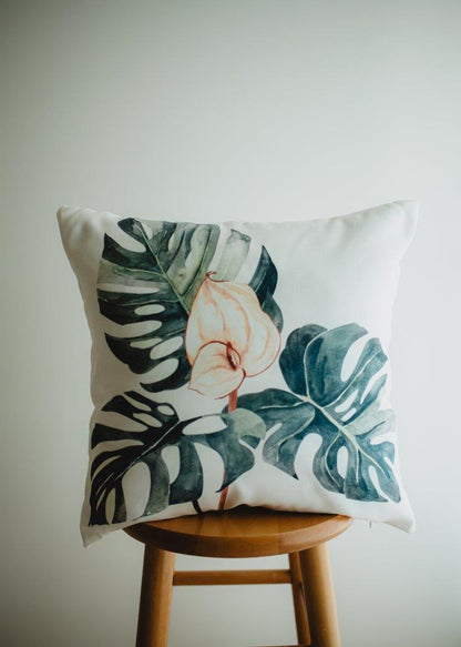Modern Greenery Floral Throw Pillow – Handmade in the USA
