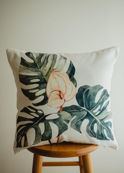 Modern Greenery Floral Throw Pillow – Handmade in the USA