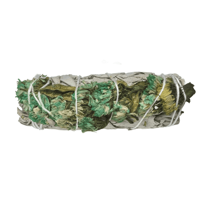 4" Sustainably Harvested - White Sage & Turquois Sinuata Flower