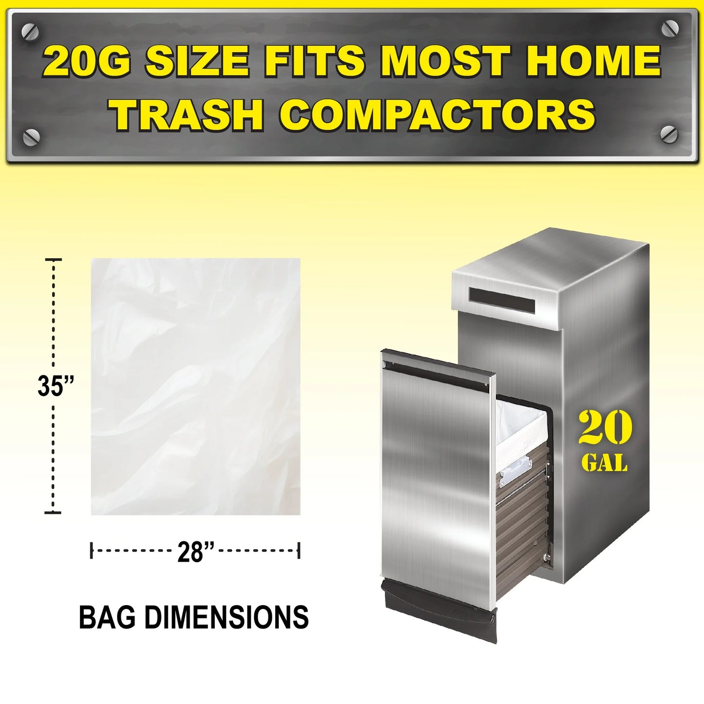 Brute Super Tuff® Compactor Trash Bags, 20 Gallon, 20 Bags (Twist Tie)