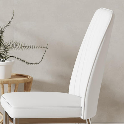 Stylish White Leather Dining Chair Set of 4 – Modern Elegance Meets Everyday Comfort