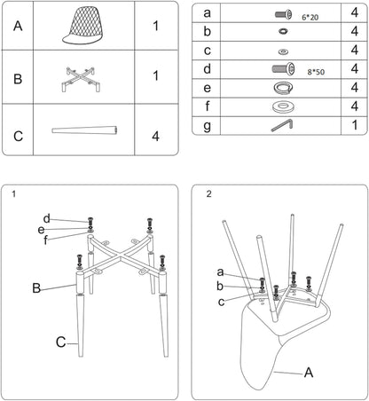 Modern Black Dining Chairs Set of 2, PU Leather Dining Room Chairs