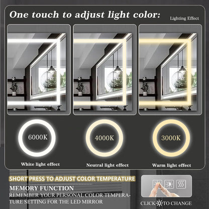 72" x 36" LED Lighted Bathroom Mirror – Anti-Fog, Dimmable, Shatterproof Vanity Mirror