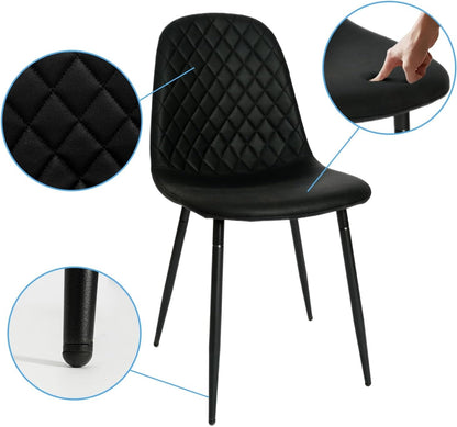 Modern Black Dining Chairs Set of 2, PU Leather Dining Room Chairs