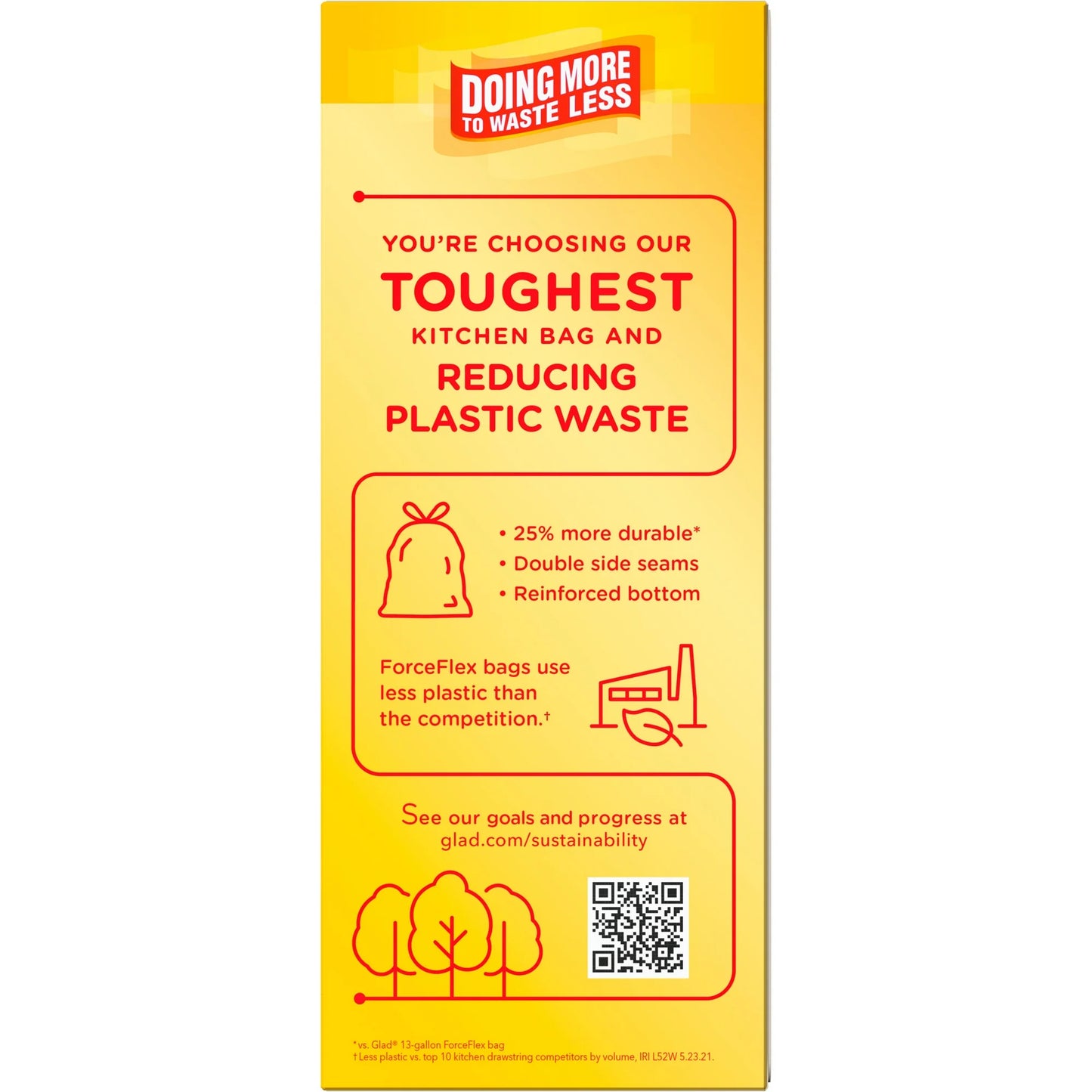 (2 Pack) Glad ForceFlex MaxStrength with Clorox 13 Gallon Kitchen Trash Bags, Lemon Fresh Bleach, 20 Bags