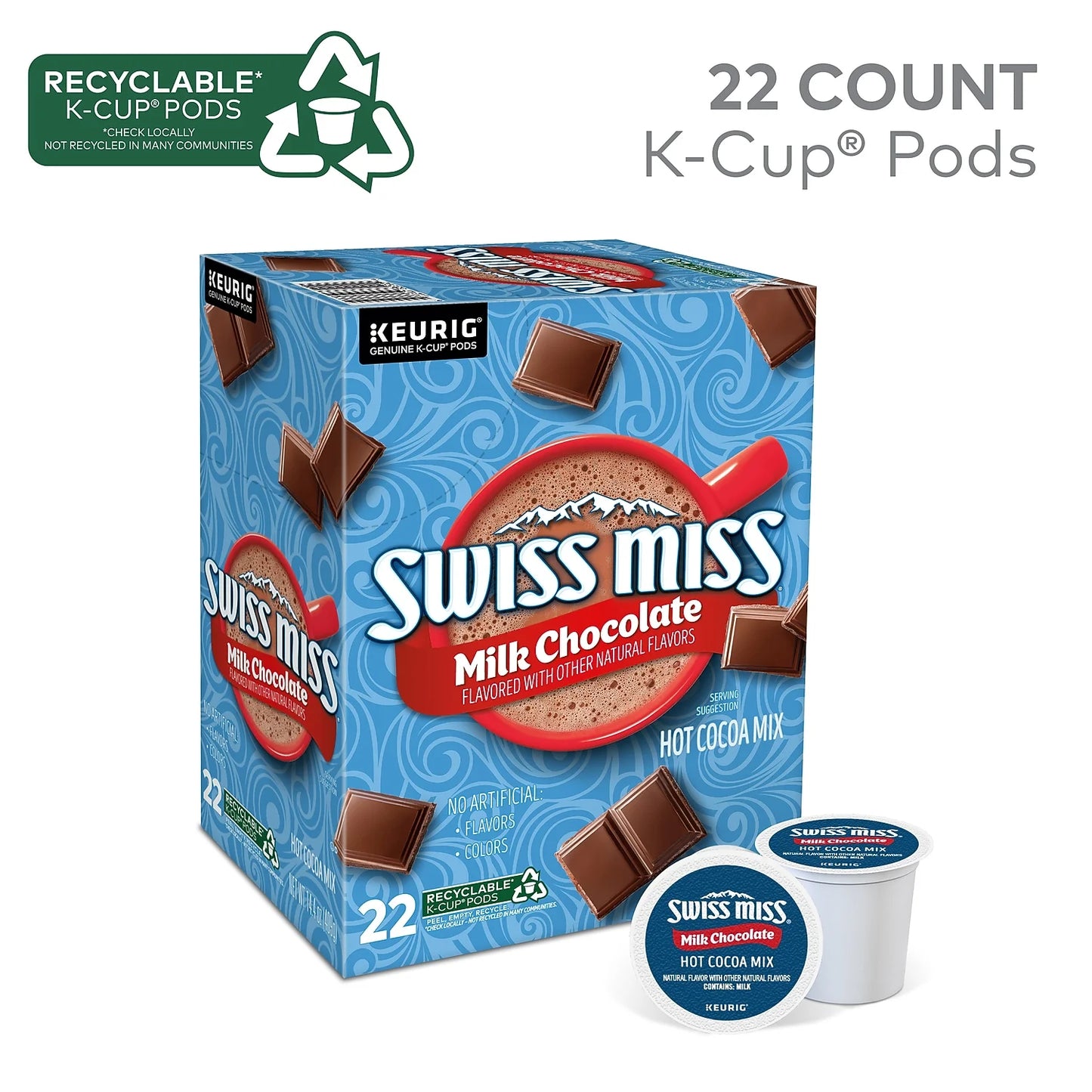Swiss Miss Milk Chocolate Hot Cocoa Keurig K-Cup Pods 22/Box 1252