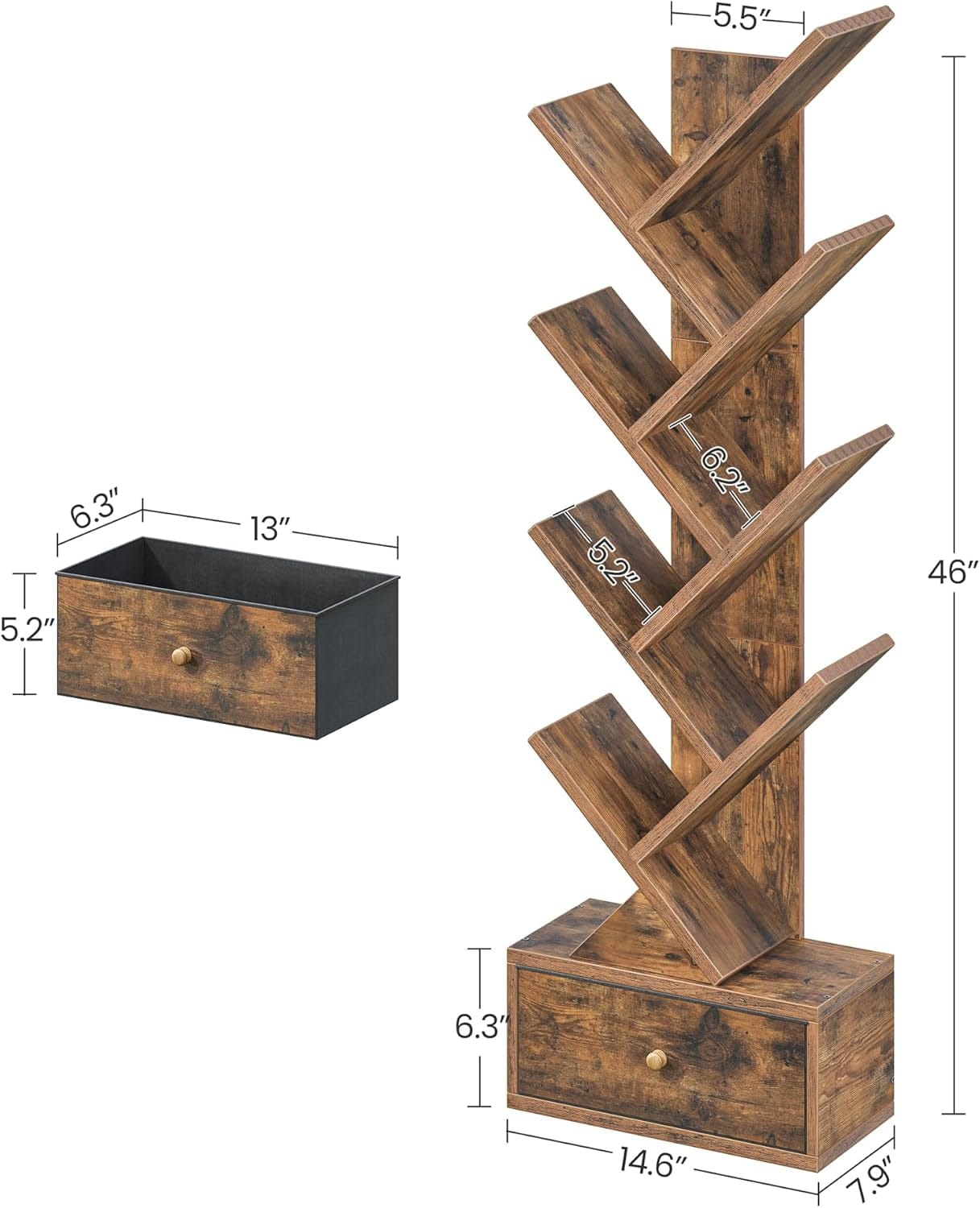 9 Tier Tree Standing Bookshelf Storage