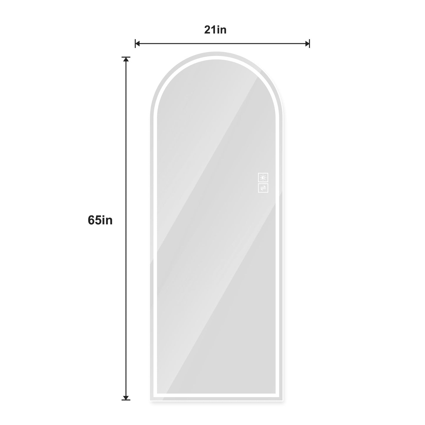 65” LED Full-Length Mirror – Arch Design, Lights, Shatter-Proof