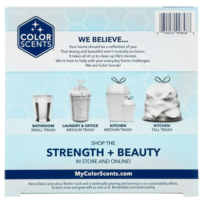 Color Scents Small Trash Bags, 4 Gallon, 200 Bags (Linen Fresh Scent, Drawstring)