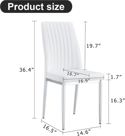 Stylish White Leather Dining Chair Set of 4 – Modern Elegance Meets Everyday Comfort