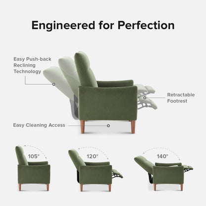 Arthur Recliner Chair with 3 Positions, Accent Chair, Mid Century