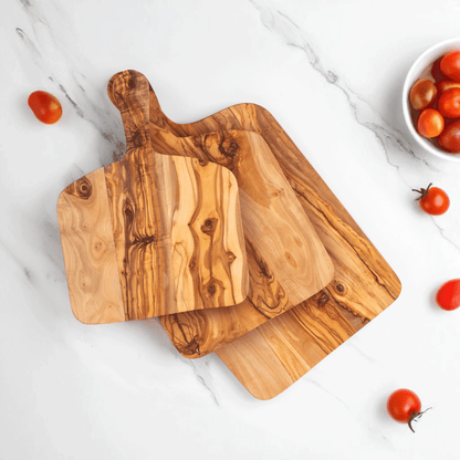 Premium Hand-Crafted Olive Wood Cutting Board with Handle