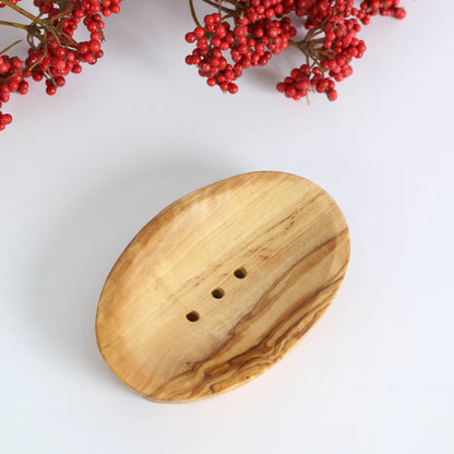 Handmade Olive Wood Soap Dish - Oval, Eco-Friendly & Elegant