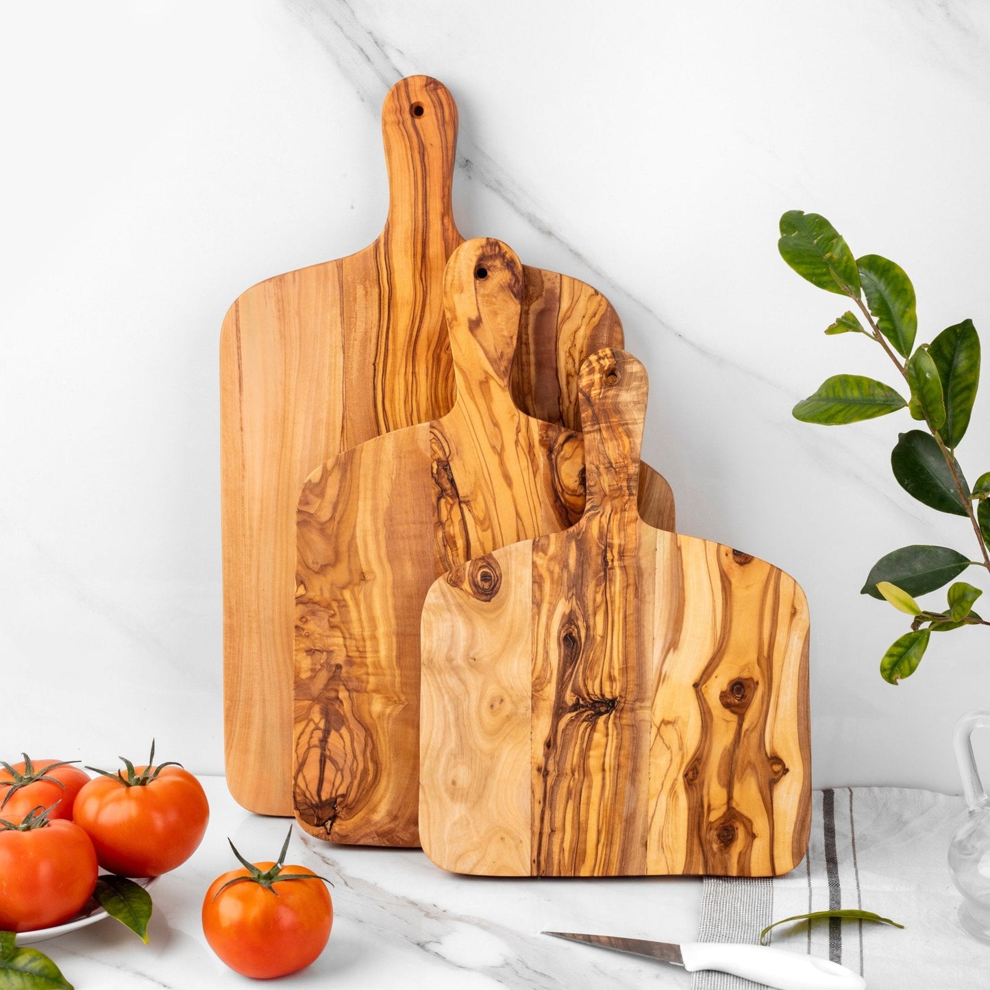 Premium Hand-Crafted Olive Wood Cutting Board with Handle