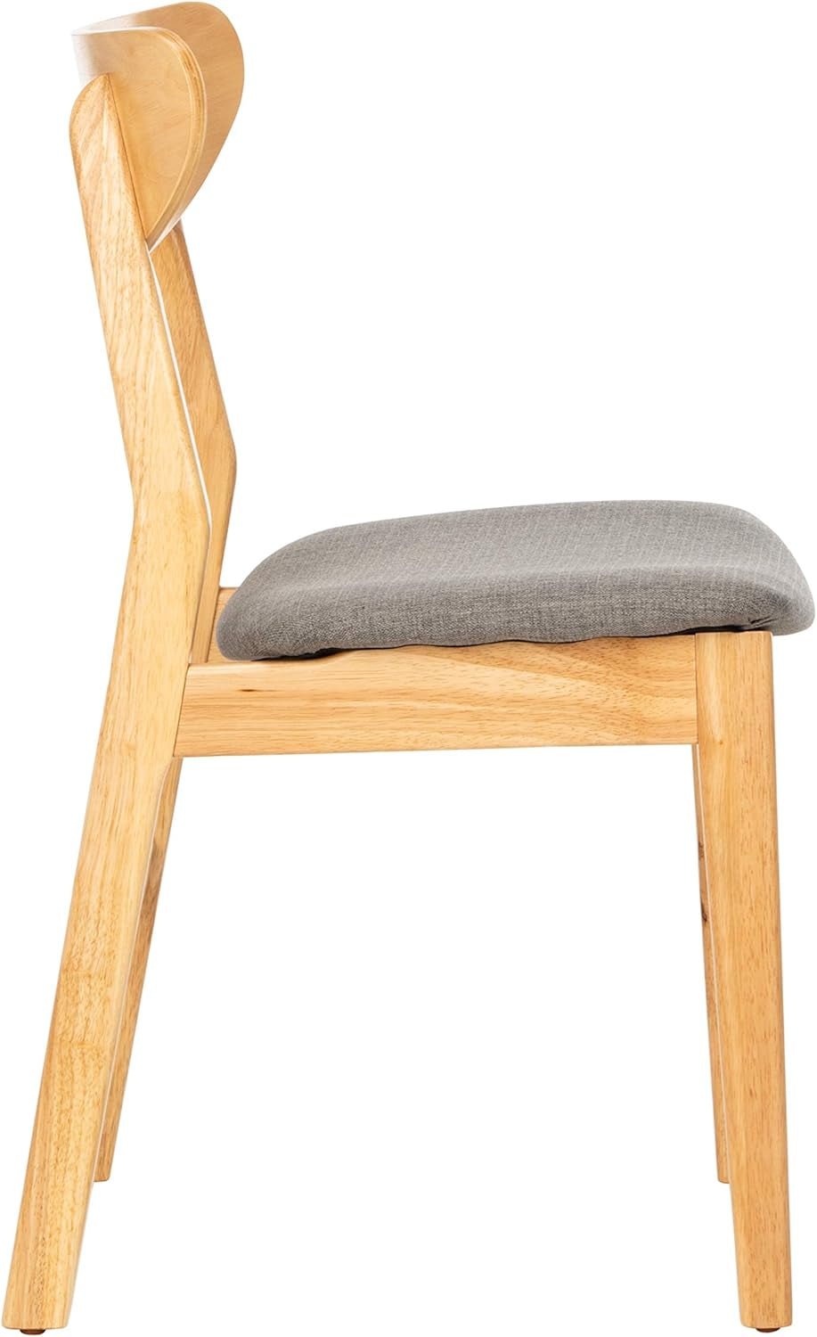 Home Lucca Retro Natural and Grey Cushion Dining Chair, Set of 2