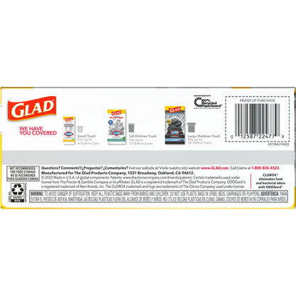 (2 Pack) Glad ForceFlex MaxStrength with Clorox 13 Gallon Kitchen Trash Bags, Lemon Fresh Bleach, 20 Bags