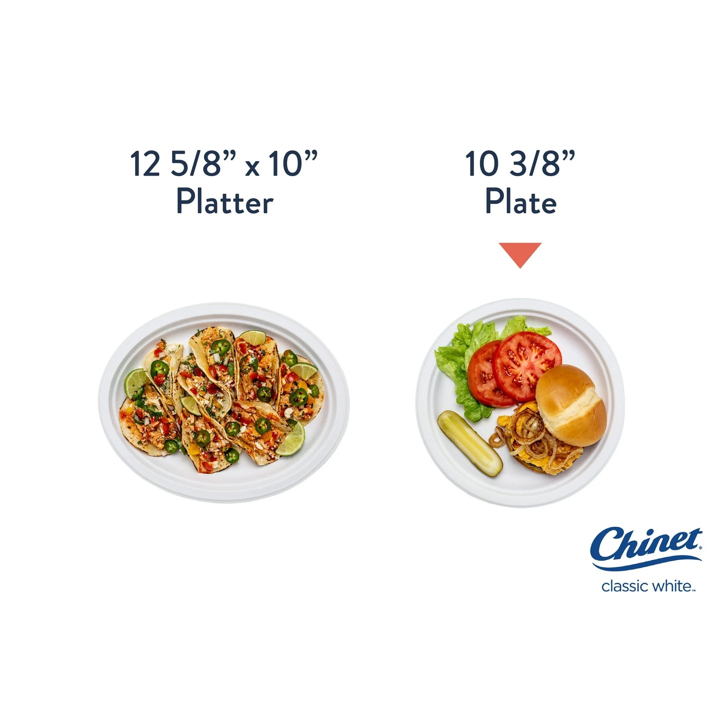 Chinet Classic Premium Disposable Paper Dinner Plates, White, 10 3/8", 80 Count