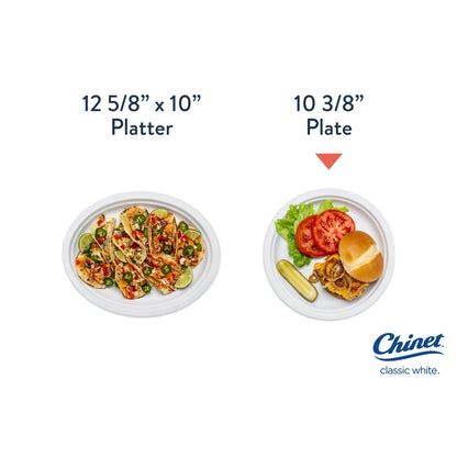 Chinet Classic Premium Disposable Paper Dinner Plates, White, 10 3/8", 80 Count