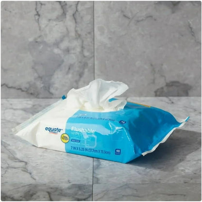 Flushable Wipes, Fresh Scent, 5 packs of 48 wipes, 240 Total Wipes