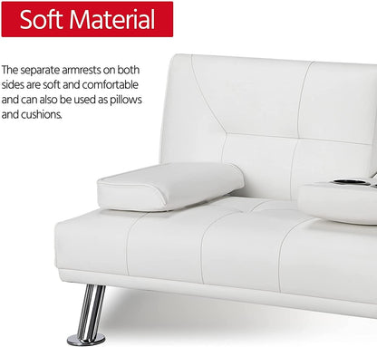 Adjustable Convertible Sofa Bed with Cup Holders