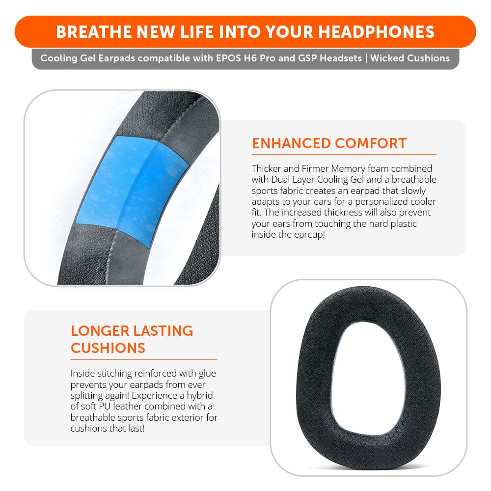 EPOS H6 Pro & GSP Headset Earpads - WC FreeZe Cooling Gel