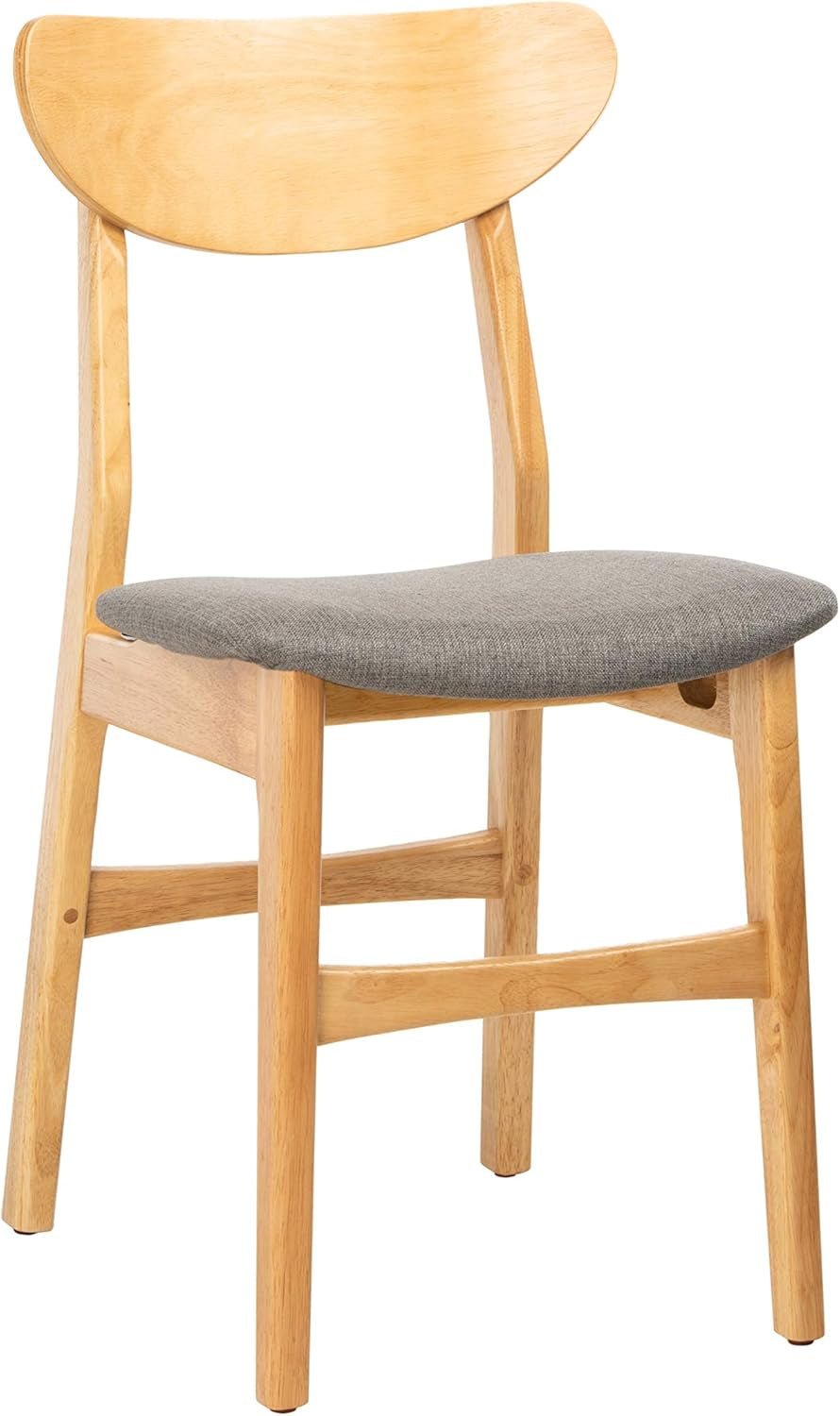 Home Lucca Retro Natural and Grey Cushion Dining Chair, Set of 2