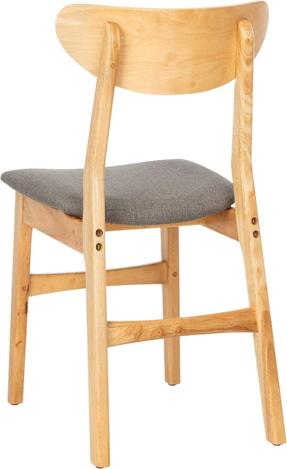 Home Lucca Retro Natural and Grey Cushion Dining Chair, Set of 2