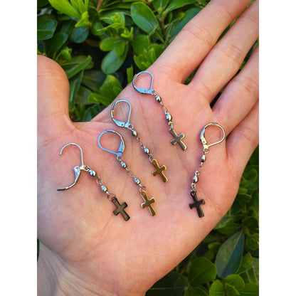 BEADED CROSS EARRINGS