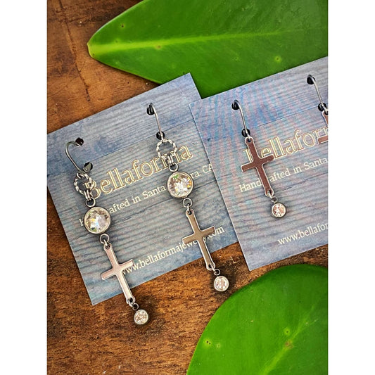 SILVER CROSS EARRINGS