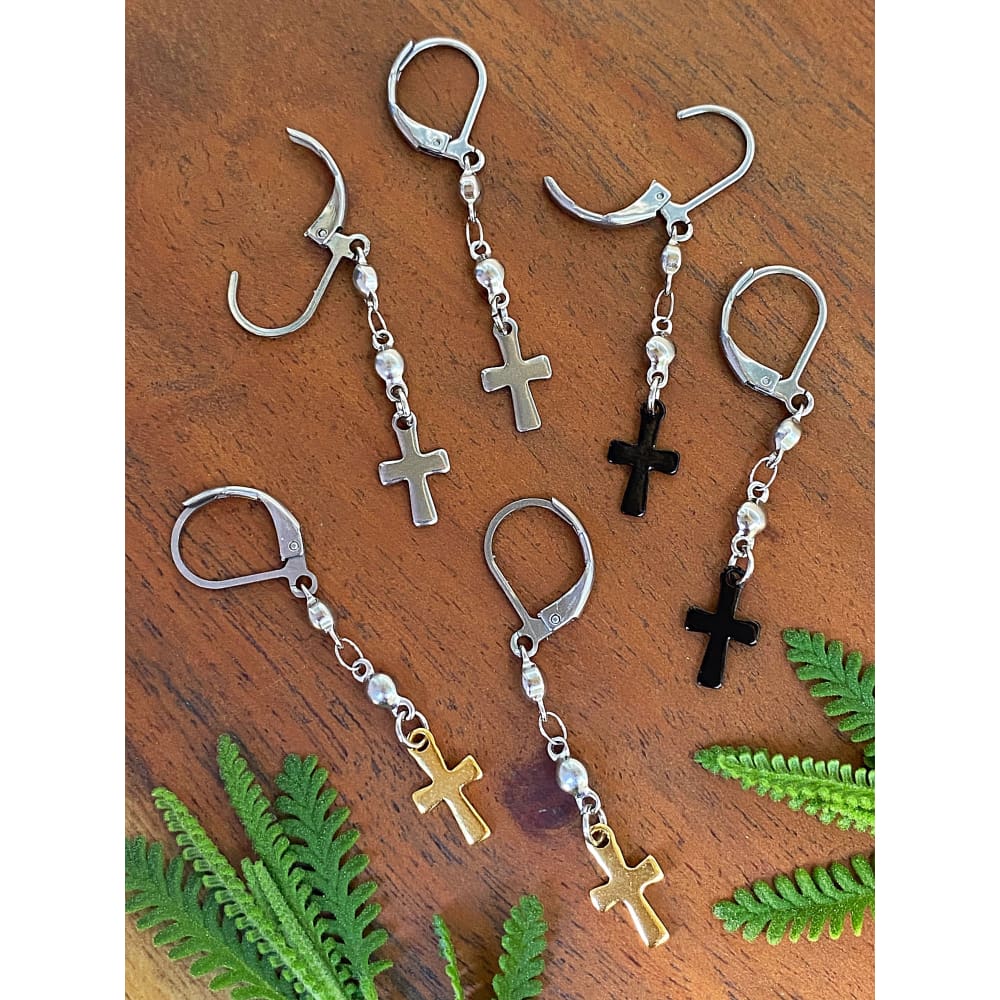 BEADED CROSS EARRINGS