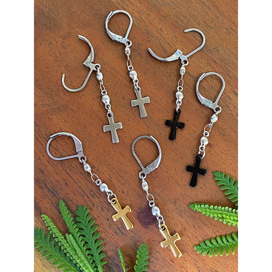 BEADED CROSS EARRINGS