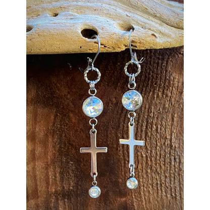 SILVER CROSS EARRINGS