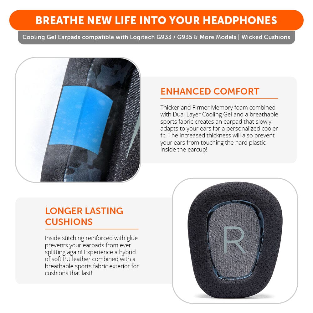 Logitech G933 / G935 & More Earpads - WC FreeZe Cooling Gel