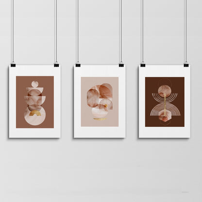 Mid century modern artwork | set of 3 framed wall art prints