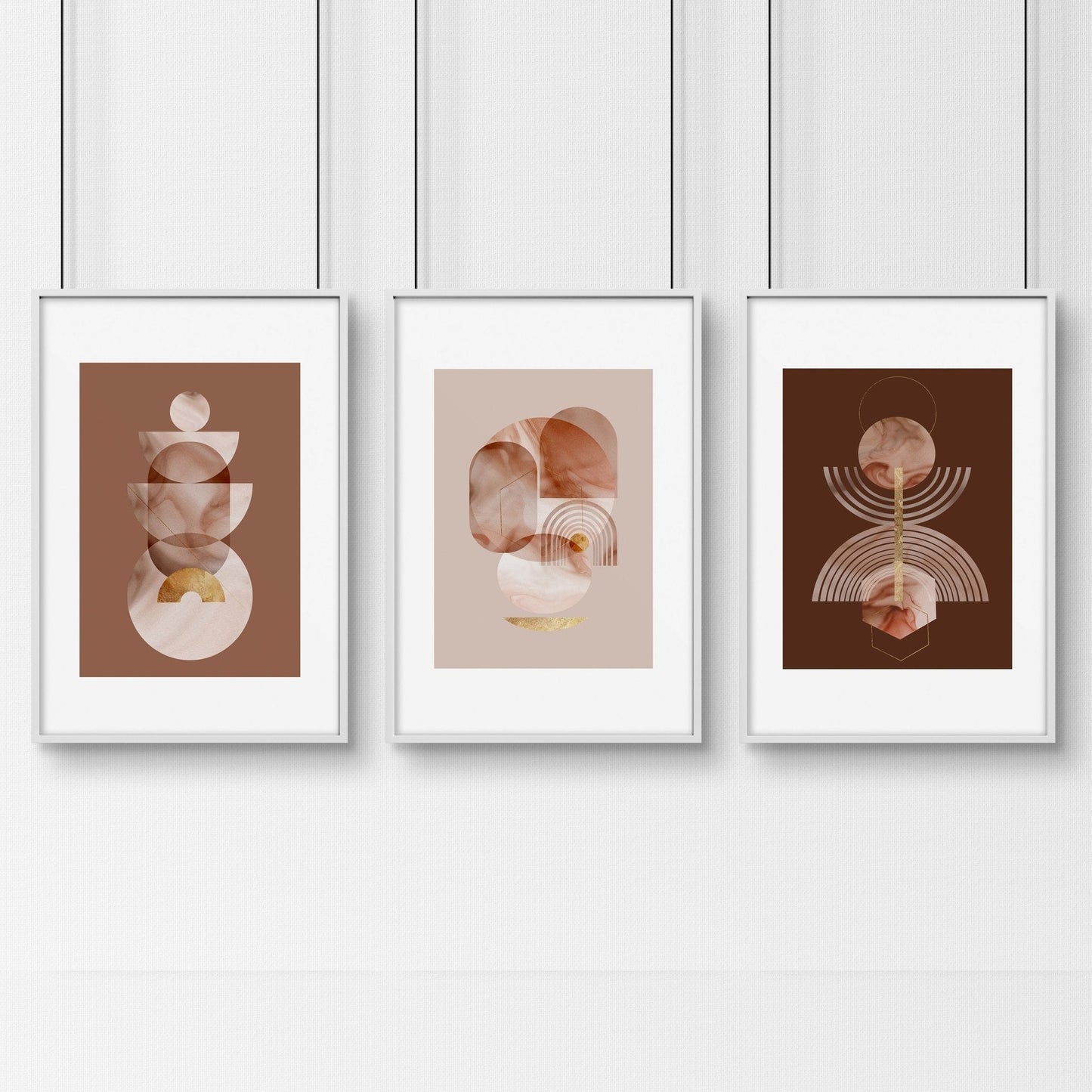 Mid century modern artwork | set of 3 framed wall art prints
